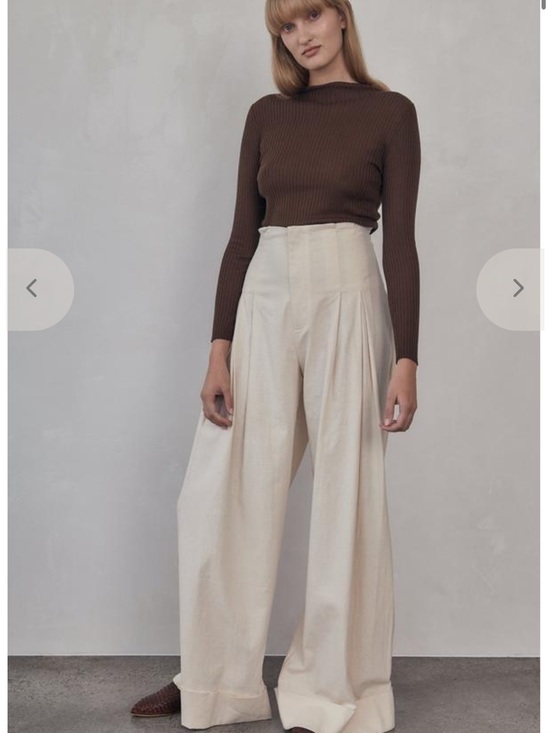 St. Agni Pants - St. Agni Cream High-Rise Wide-Leg Trousers